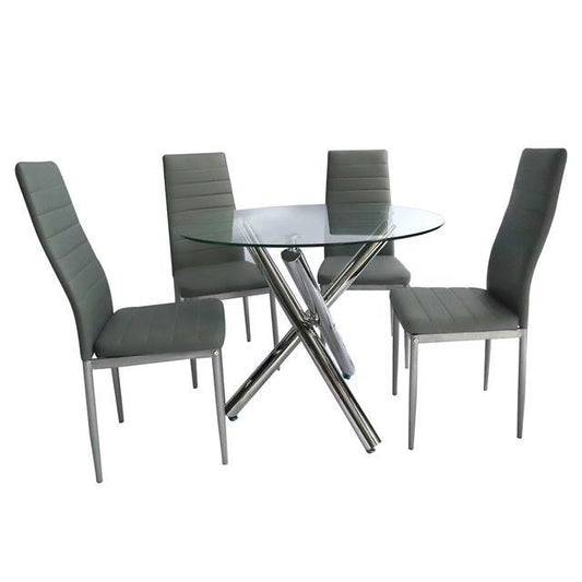 Dining Set Abby 4 Chairs Grey