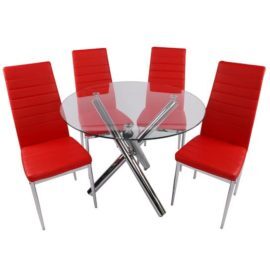 Dining Set Abby 4 Chairs Red