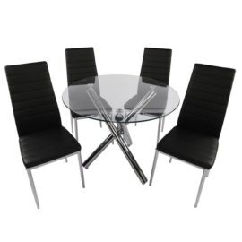 Dining Set Abby 4 Chairs Black