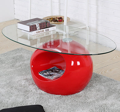 Coffee Table 3000 Glossy Red Clear Top