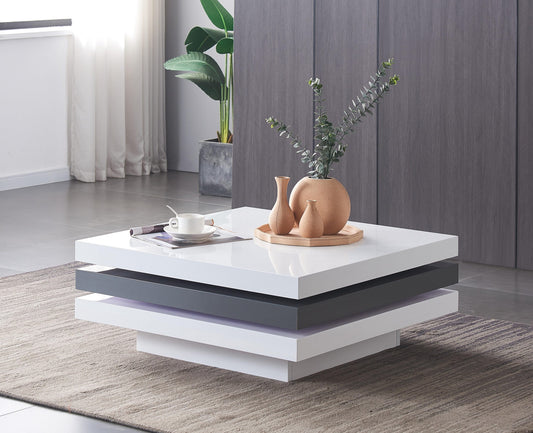 Coffee Table 3060 Glossy White Grey 3 layers