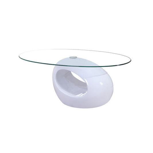 Coffee Table 3000 Glossy White Clear Top