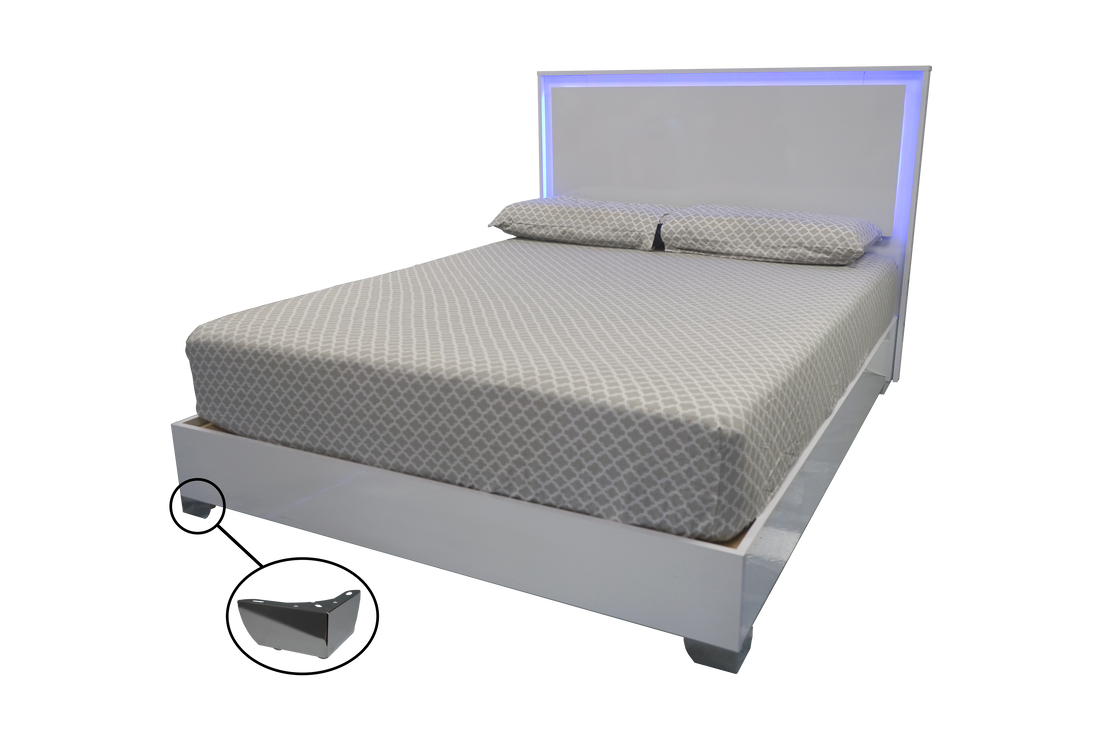 Bed Florence Glossy Platform White Led – The Mattress Top