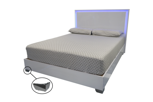 Bed Florence Glossy Platform White Led