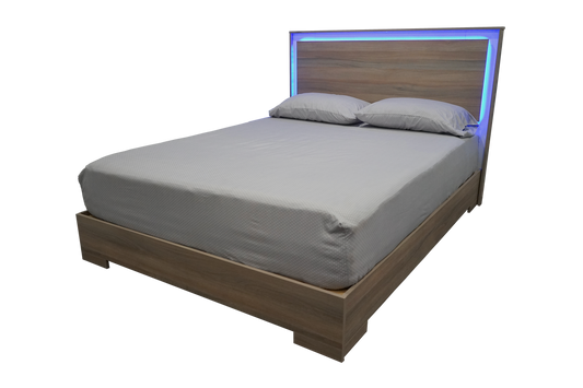 Bed Venice Platform White/Sandalwood Led Headboard