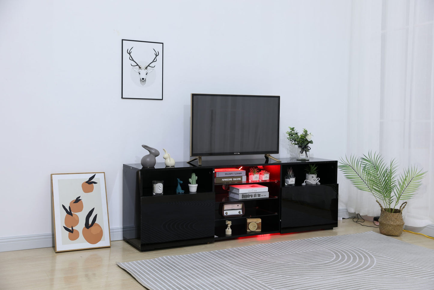 Tv Stand LED 4802 Glossy Black Up to 65" TV