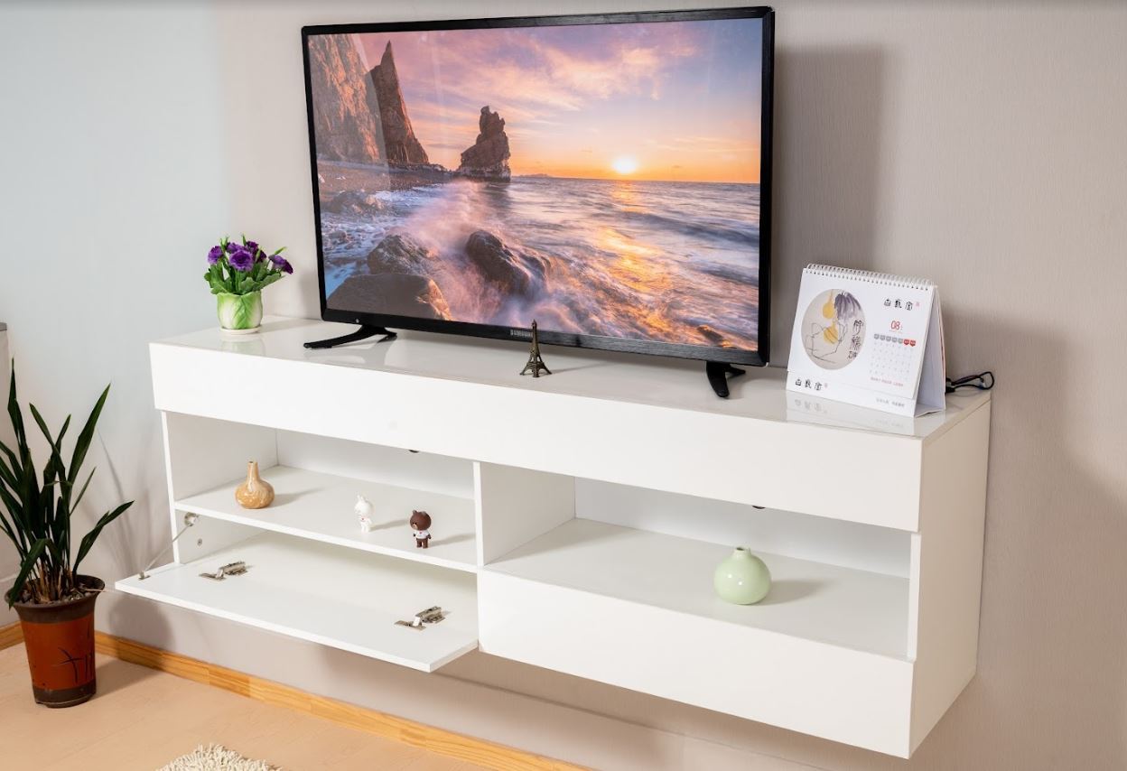 Floating Tv Stand 4807 Wall Mounted White Up to 65" TV