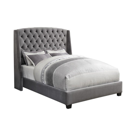 Bed Pissarro Tufted Upholstered Bed Grey 65"