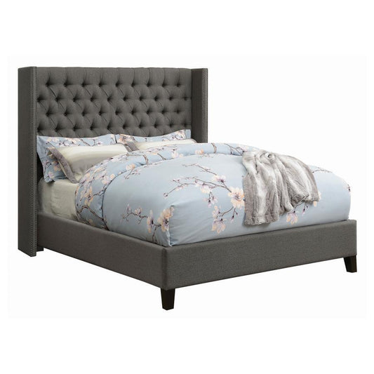 Bed Bancroft Demi-Wing Upholstered Bed Grey