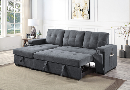 Sleeper Sectional Grey Sofa Bed with Storage