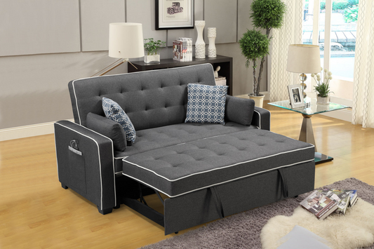 Sleeper Sofa Bed Grey with Pillows