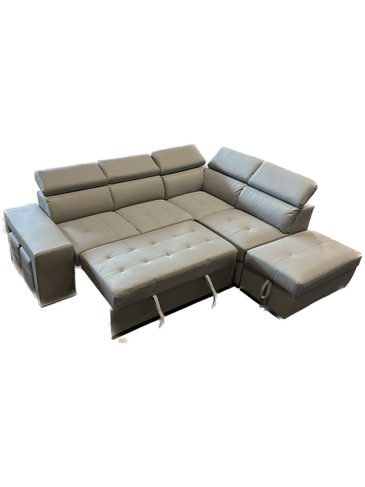 Sleeper Sectional Positano with 2 Extra Puffs Grey (RIGHT)