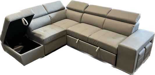 Sleeper Sectional Positano with 2 Extra Puffs Grey (LEFT)